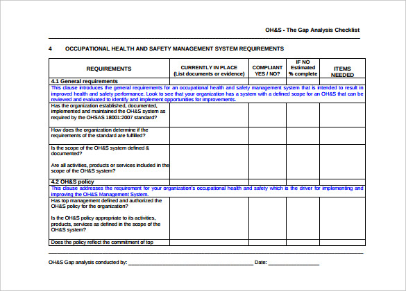 Safety Management System Gap Analysis Template Printable Pdf Download Nbkomputer 9466