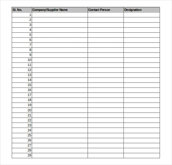suppliers database inventory template free download