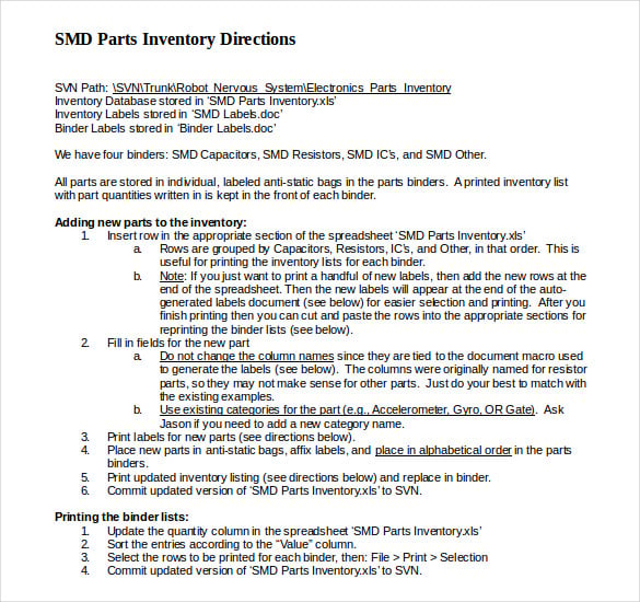 stored database inventory document download