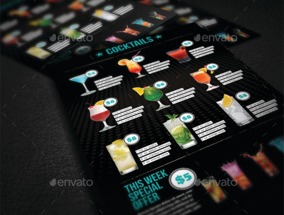 cocktail menu ai illustrator template download