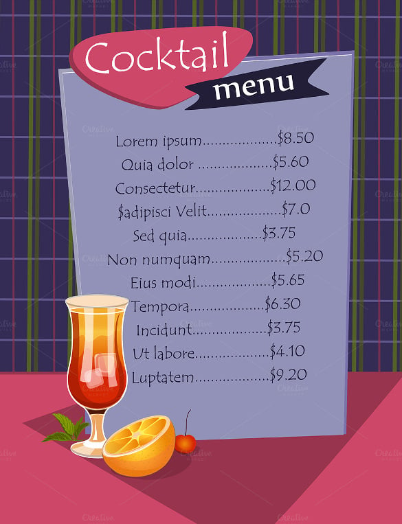 Free Printable Cocktail Menu Template Printable Templates