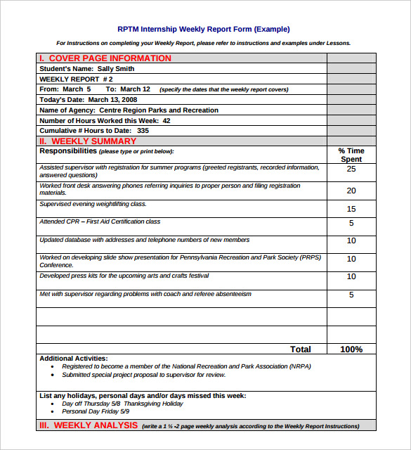 Weekly Activity Report Template - 31+ Free Word, Excel 