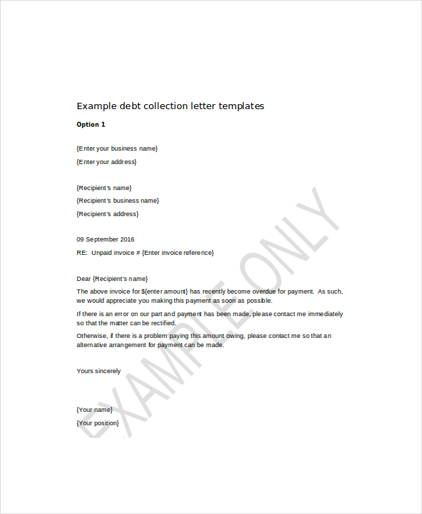 open invoice collection letter