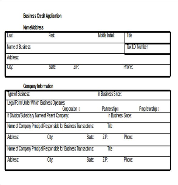 Business Account Application Form Template