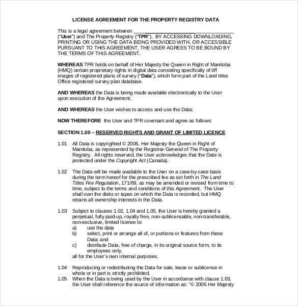 property licence agreement