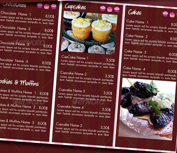 bakery menu vector eps template
