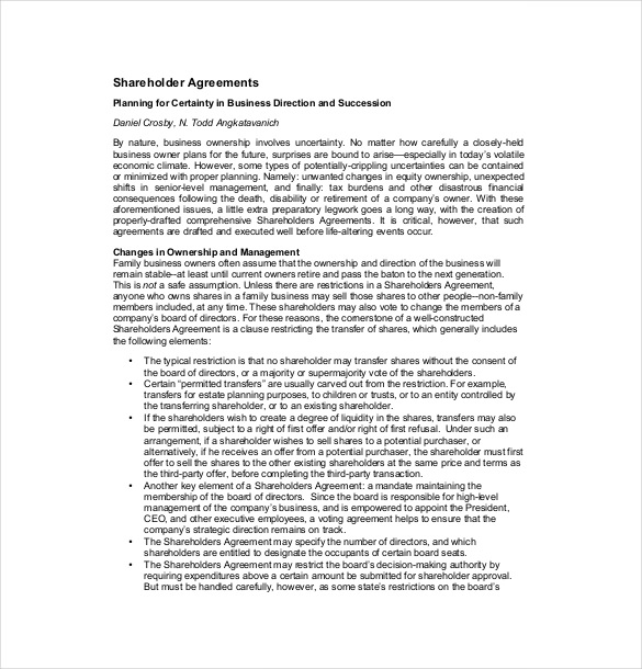 18+ Shareholder Agreement Templates - Free Word, PDF Format Download
