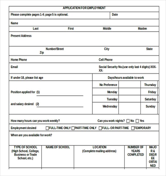 Employment Application Form Template Free Download from images.template.net