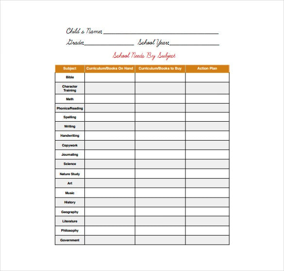 school supply inventory free pdf template download