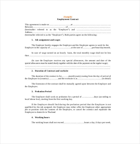 employment contract agreement