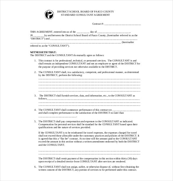 standard consultant agreement template