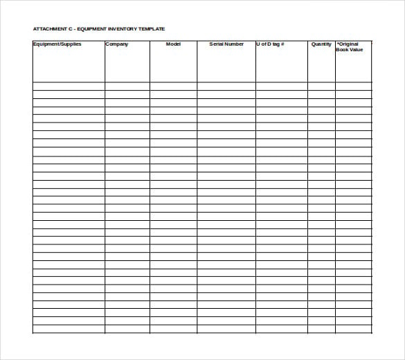 equipment inventory free download excel format template
