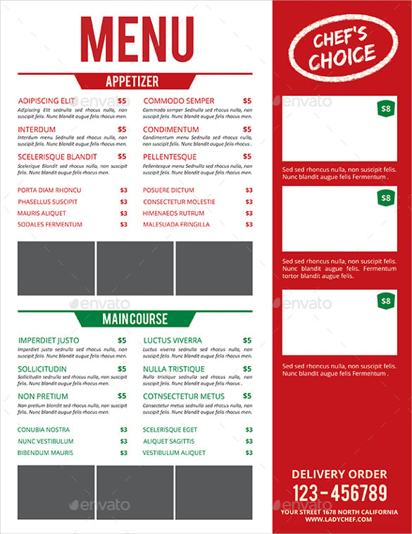 restaurant sample menu ai illustrator template