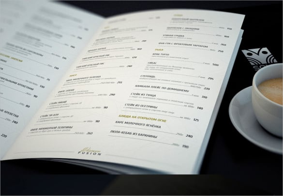 example restaurant menu template download