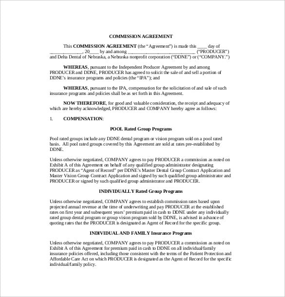 12+ Commission Agreement Templates Word, PDF, Apple Pages Free