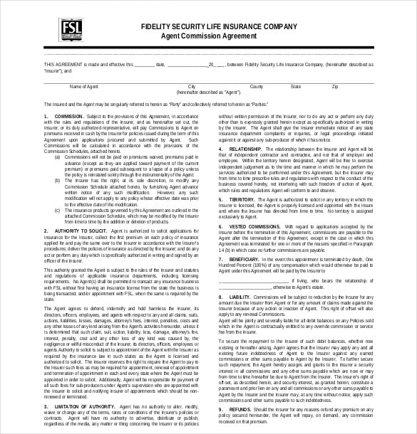 example agent commission agreement template