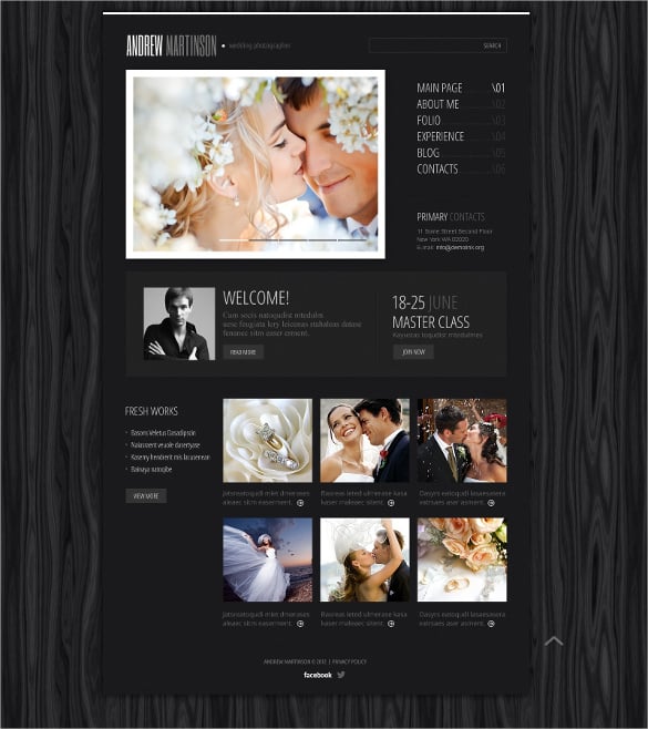 wedding photographer portfolio wordpress theme