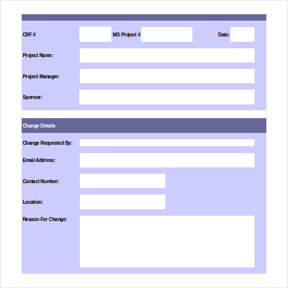 excel project change order request form download