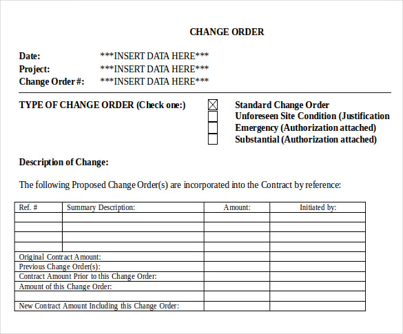 24  Change Order Templates Word PDF Google Docs