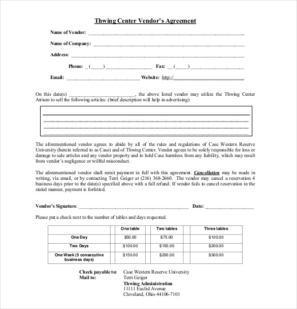 pdf contract vendor Free  DOC PDF, Agreement  Templates  27 Vendor Sample