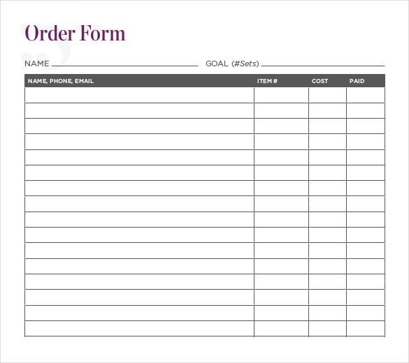 basic fundraising order form pdf download