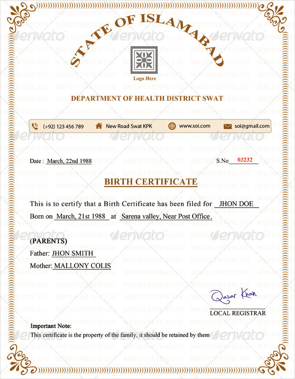 Birth Certificate Template 50 Word Pdf Psd Ai Indesign Format Download