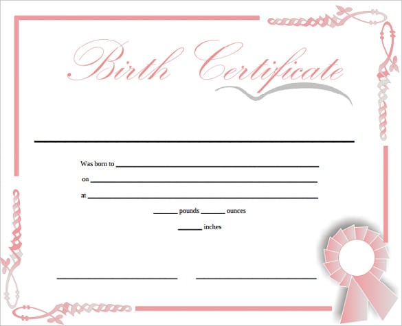 birth certificate prinable template download for free