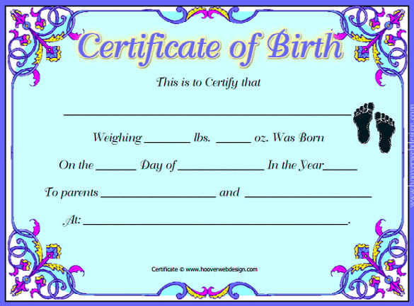 baby birth certificate template pdf format download