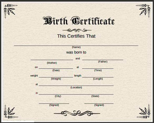 birth certificate gothic design pdf format download