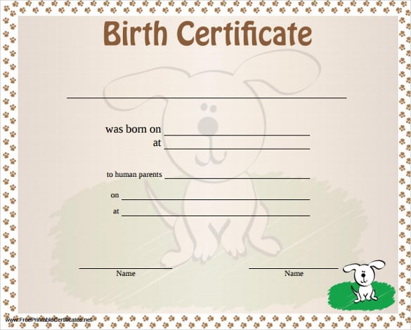 birth certificate for puppies pdf format download