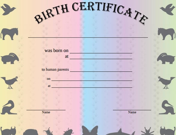 birth certificate for pets animal pdf printable download