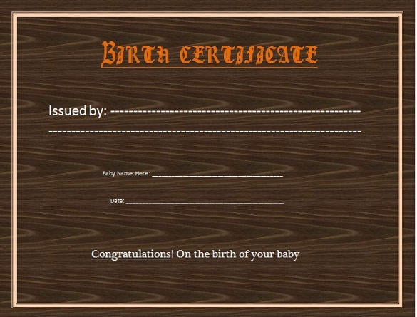 editable birth certificate template free word format download