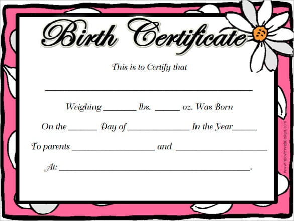 blank baby birth certificates download for free