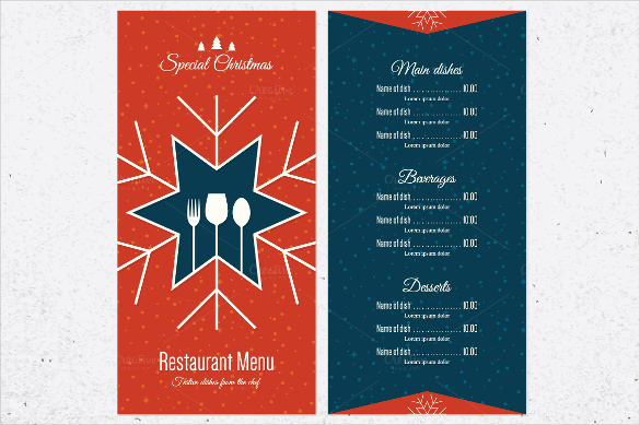 special christmas menu template
