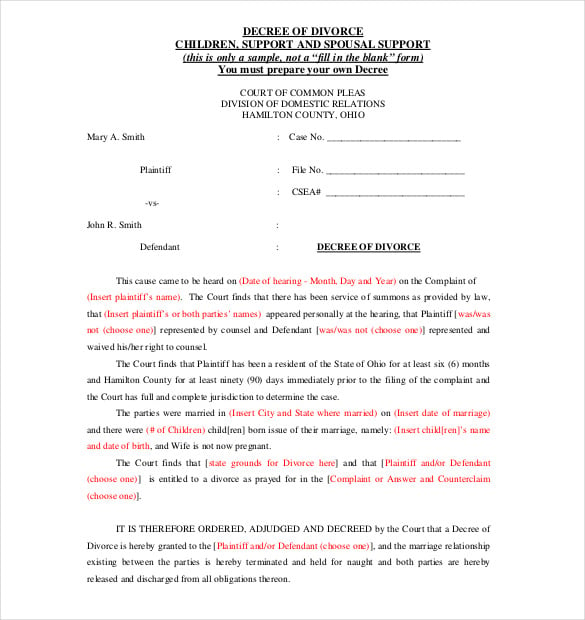 12 Divorce Agreement Templates Sample Example Format Download