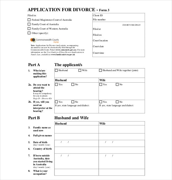 divorce application form pdf format