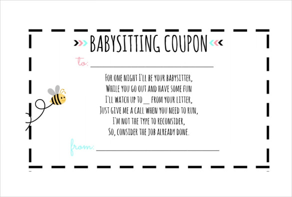 designed baby sitting coupon template download