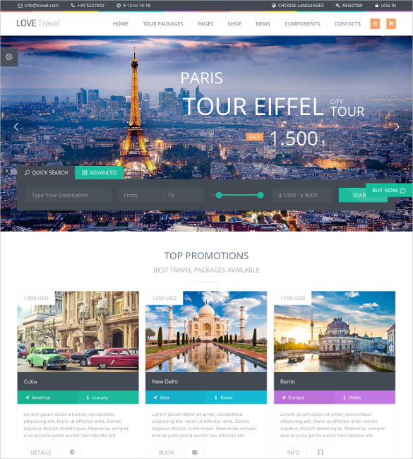 creative travel agency wordpress template