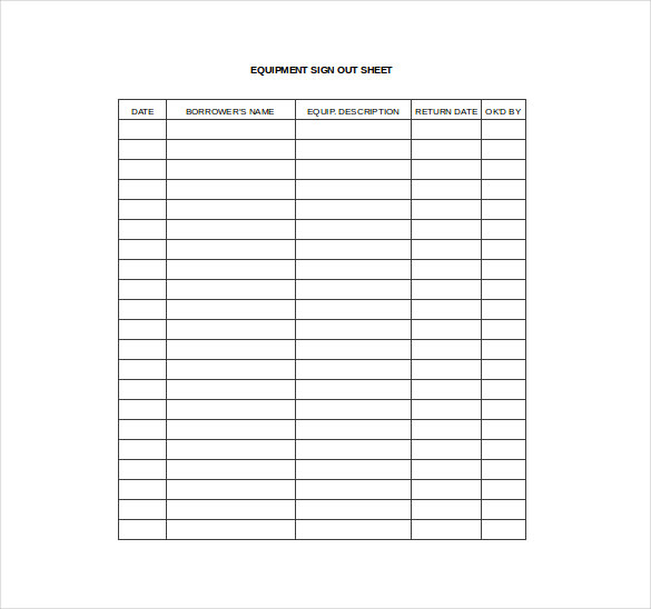 Sign Out Sheet Template Excel DocTemplates