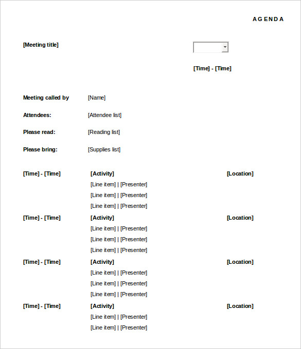 Agenda With Time Slots Template