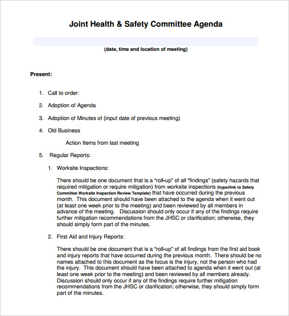 Safety Committee Meeting Template