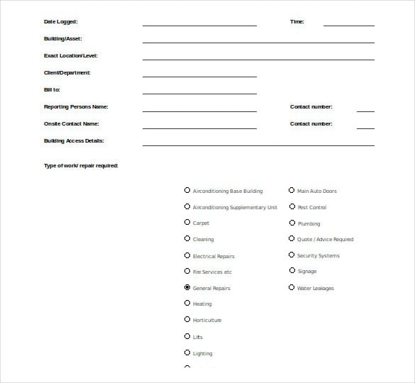work order request form free download