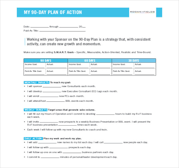 22 30 60 90 Day Action Plan Templates Free PDF Word Format Download 