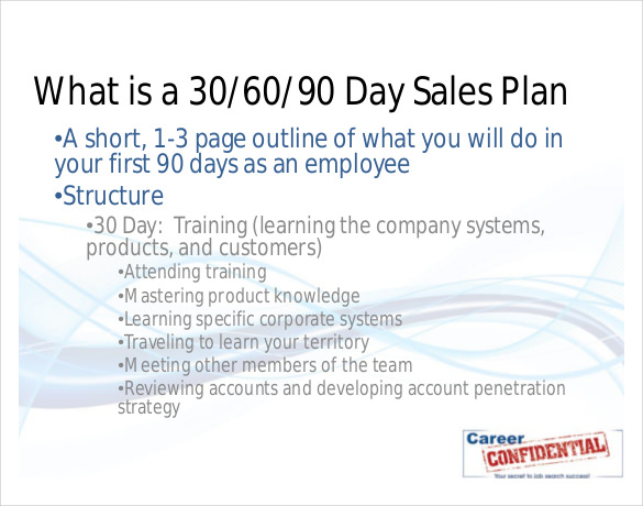 typical sales 30 60 90 day plan