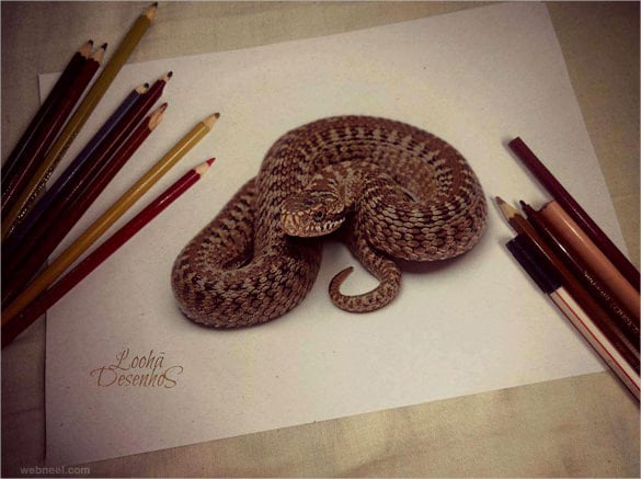 snake 3d drawing