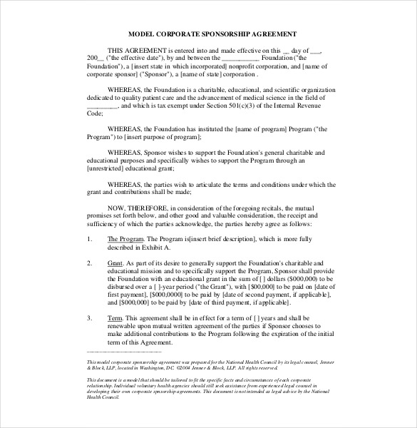 24+ Sponsorship Agreement Templates - Free Sample, Example, Format Download