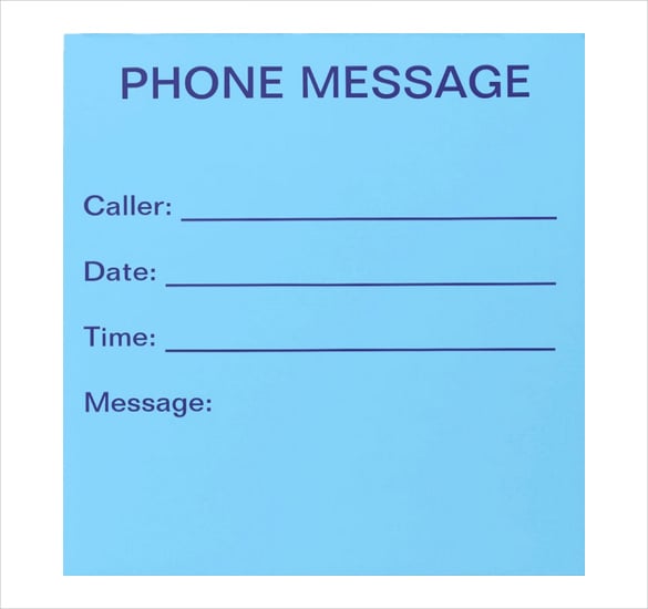 printed phone message template