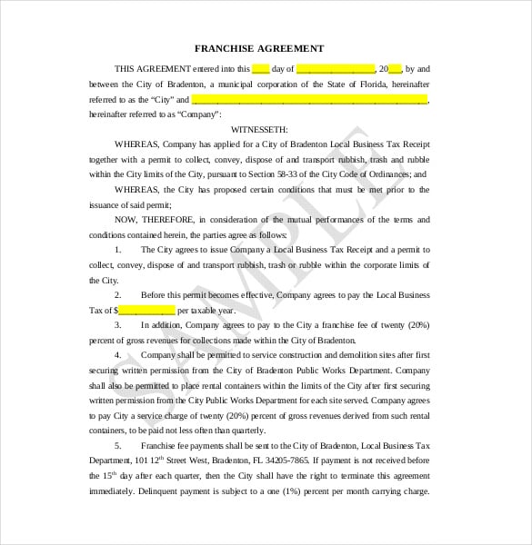 21+ Franchise Agreement Templates - Word, PDF, Google Docs ...