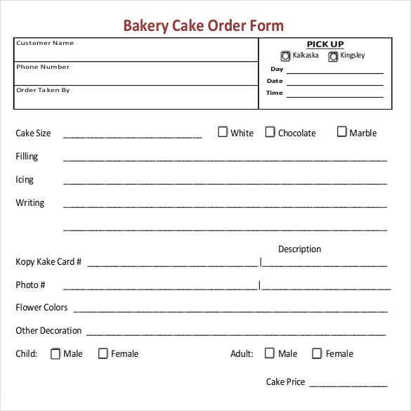 Printable Cake Order Form Template Printable Templates