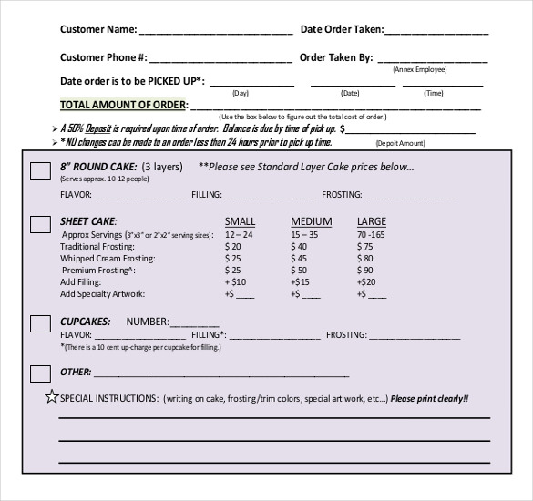 bakery order form pdf format download